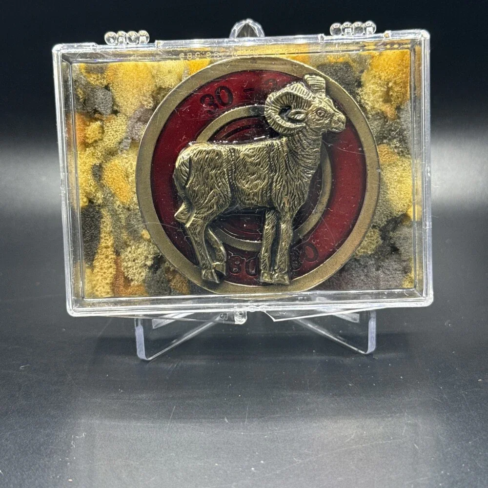 GREAT AMERICAN BUCKLE CO. VTG 1980 Chicago Brass Big Horn Sheep 30 30 Shell